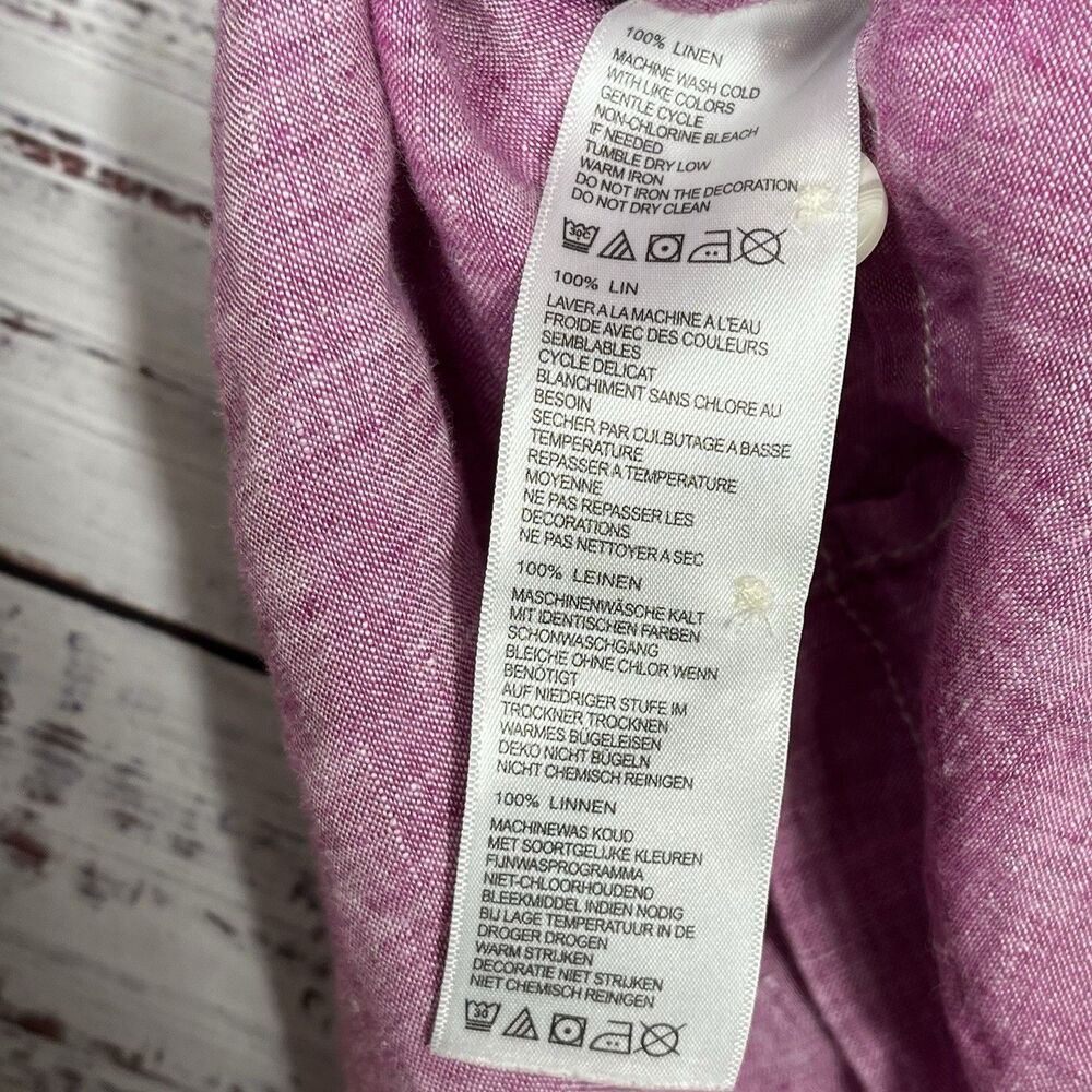 Tommy Bahama Shirt Relax Mens M Pink 100% Linen Short Sleeve Button Down Resort - Picture 9 of 13